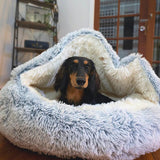 Enclosed Orthopedic Dog Cave Bed – With Joint Support for Small Dogs